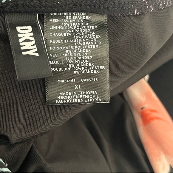 DKNY Ladies Halter Shirred Tropical Black Coral One Piece Swimsuit XL - Picture 15 of 16